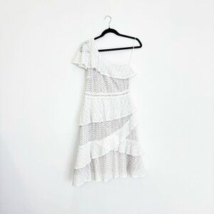 Adelyn Rae Trixie White Knit One Shoulder Dress : Sz S